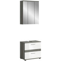 Badezimmer-Set BLAKE Rauchsilber Nachbildung weiß Hochglanz B/H/T: ca. 60x191x34 cm BLAKE - weiß (60,00/191,00/34,00cm) - xonox.home