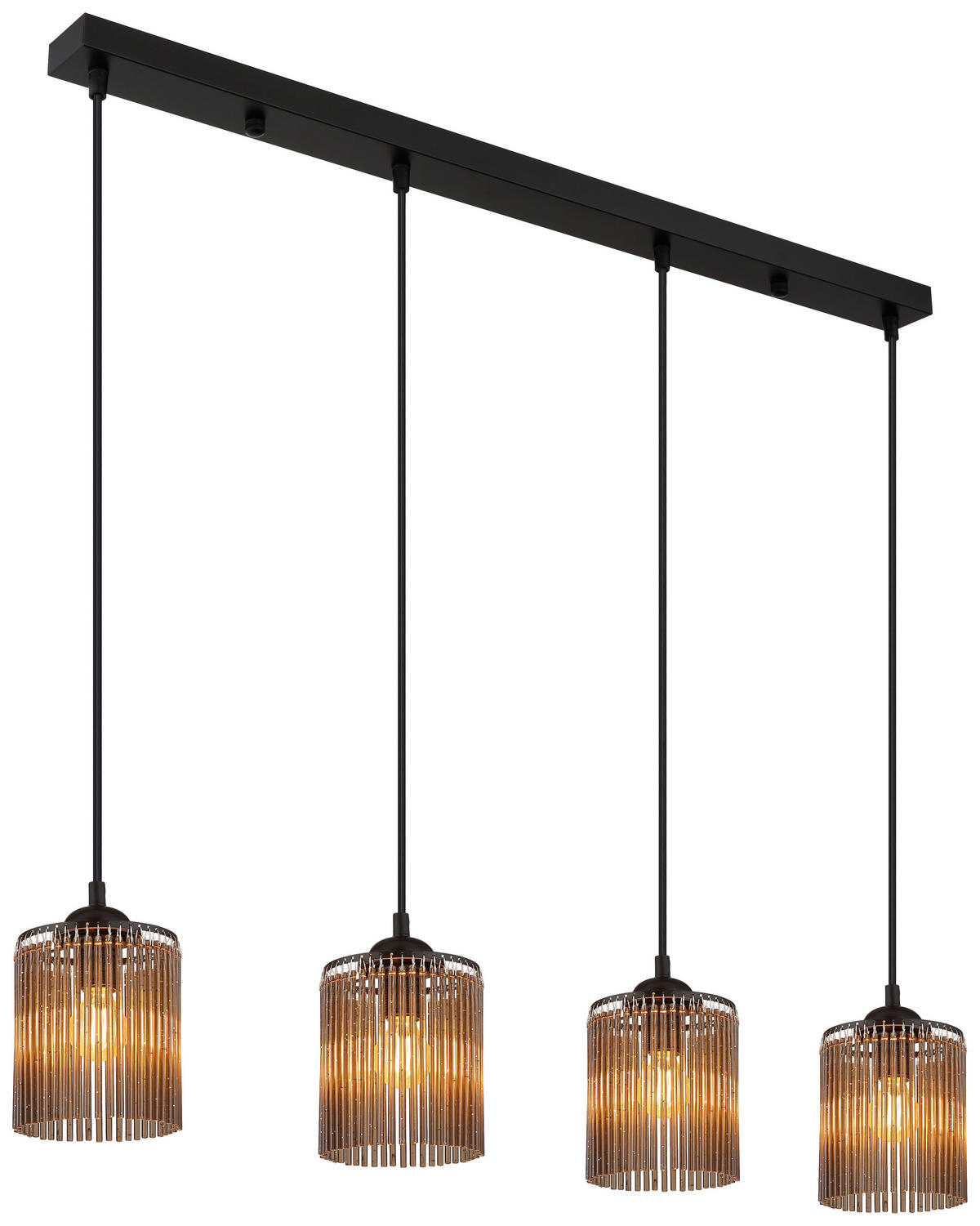 GLOBO Pendelleuchte LEEDS 33080408 schwarz Rauch Metall Kunststoff B/H/L: ca. 87x133x12 cm E14 4 Brennstellen LEEDS - schwarz/Rauch (12,00/87,00/133,00cm) - GLOBO