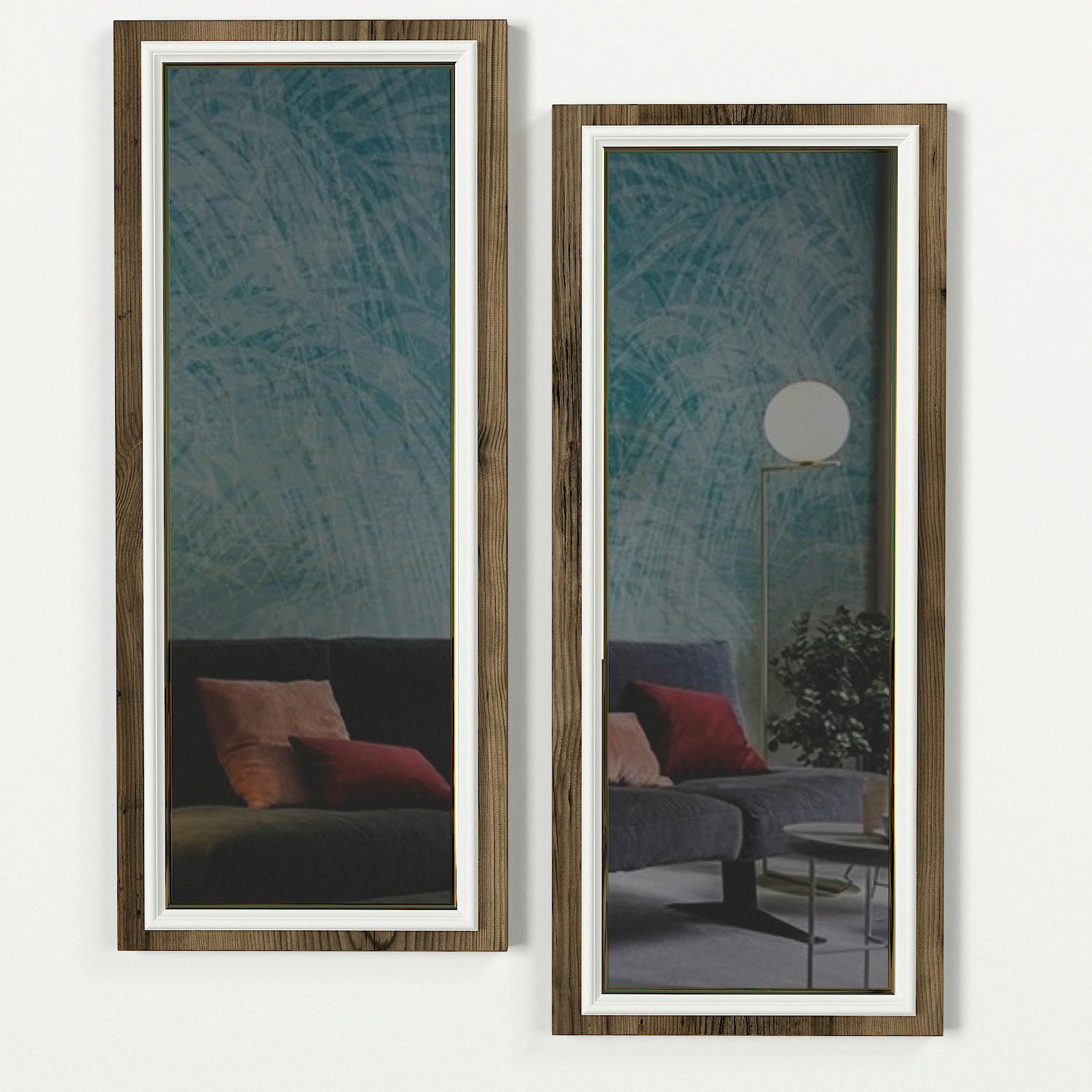 Wandspiegel Sansa walnuss Nachbildung weiß B/H/T: ca. 30x70x3 cm Sansa - weiß/walnuss (30,00/70,00/3,00cm) - moebel17