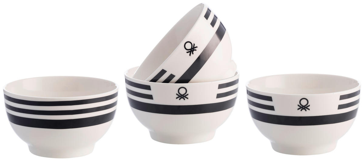 BENETTON Mehrzweckschalenset Black & white weiß Porzellan Black & white - weiß/schwarz - BENETTON