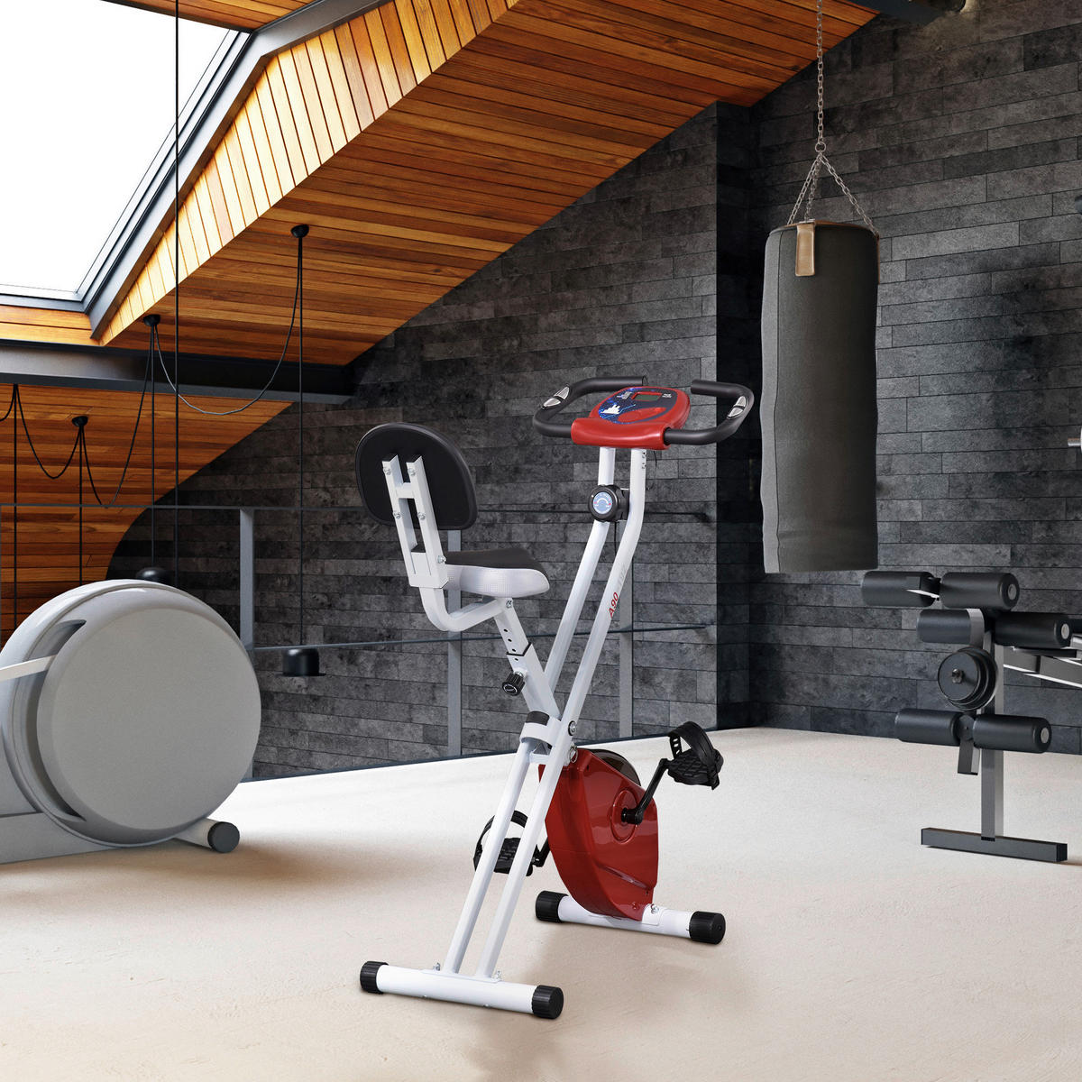 HOMCOM Fahrradtrainer rot Stahl H/L: ca. 109x97 cm Fahrradtrainer - rot (97,00cm) - HOMCOM