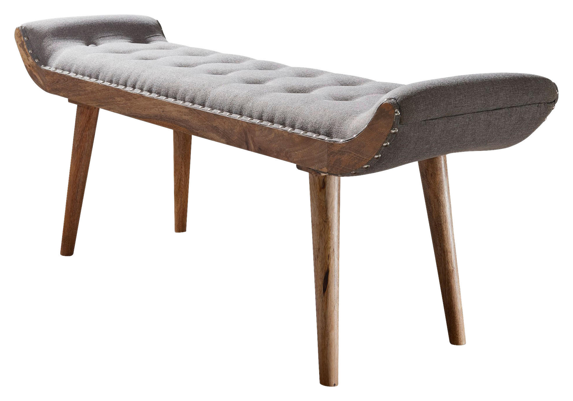 Wohnling Sitzbank grau natur Stoff Echtholz B/H/T: ca. 125x51x38 cm Sitzbank - natur/grau (125,00/51,00/38,00cm) - Wohnling