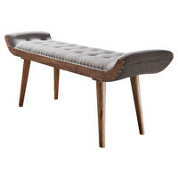 Wohnling Sitzbank grau natur Stoff Echtholz B/H/T: ca. 125x51x38 cm Sitzbank - natur/grau (125,00/51,00/38,00cm) - Wohnling