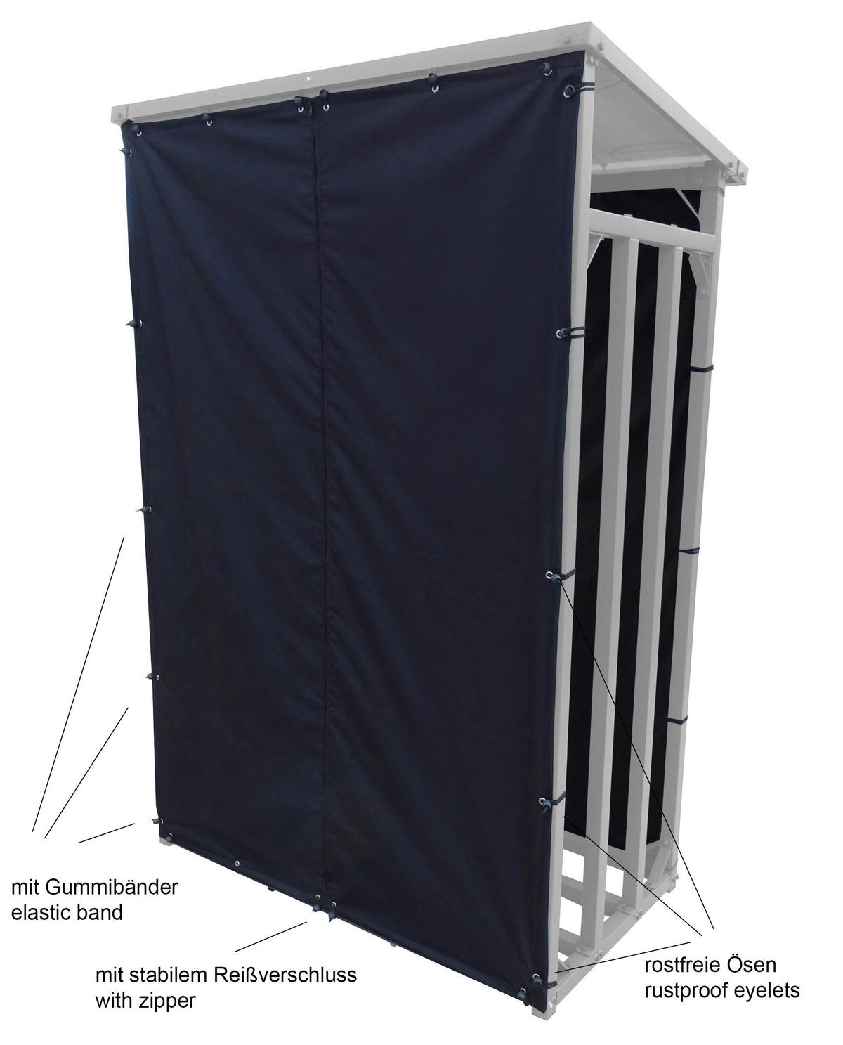 Grasekamp Schutzhülle für Kaminholzunterstand schwarz Polyester-Mischgewebe B/H/L: ca. 60x150x130 cm Schutzhülle_Kaminholzunterstand - schwarz (130,00/60,00/150,00cm) - Grasekamp