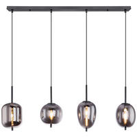 GLOBO Pendelleuchte Blacky 15345-4 schwarz Metall Rauchglas B/H/L: ca. 19x120x100 cm E14 4 Brennstellen Pendelleuchte_Blacky 4flg. - schwarz (100,00/19,00/120,00cm) - GLOBO
