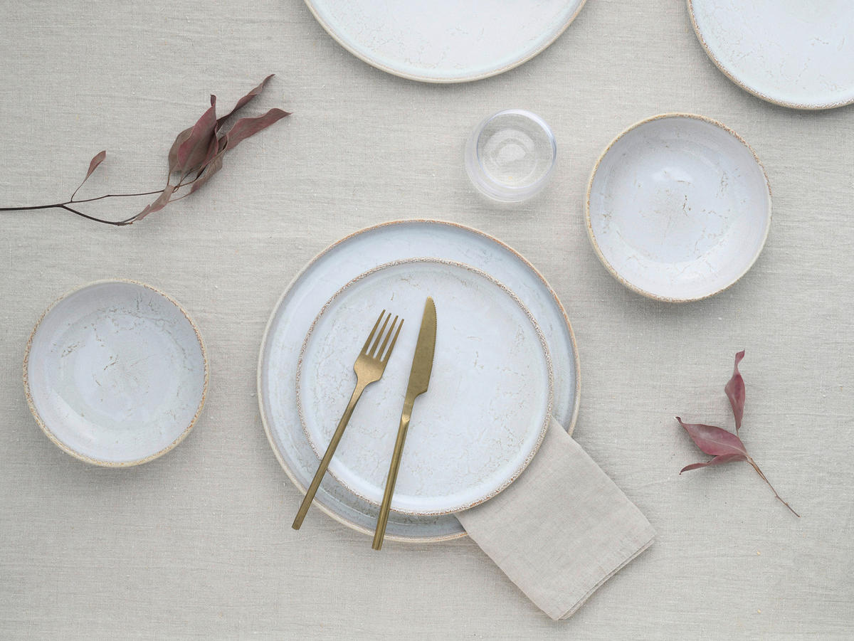 CreaTable Tafelservice Uno weiß Steinzeug 12 tlg. Uno - weiß - CreaTable