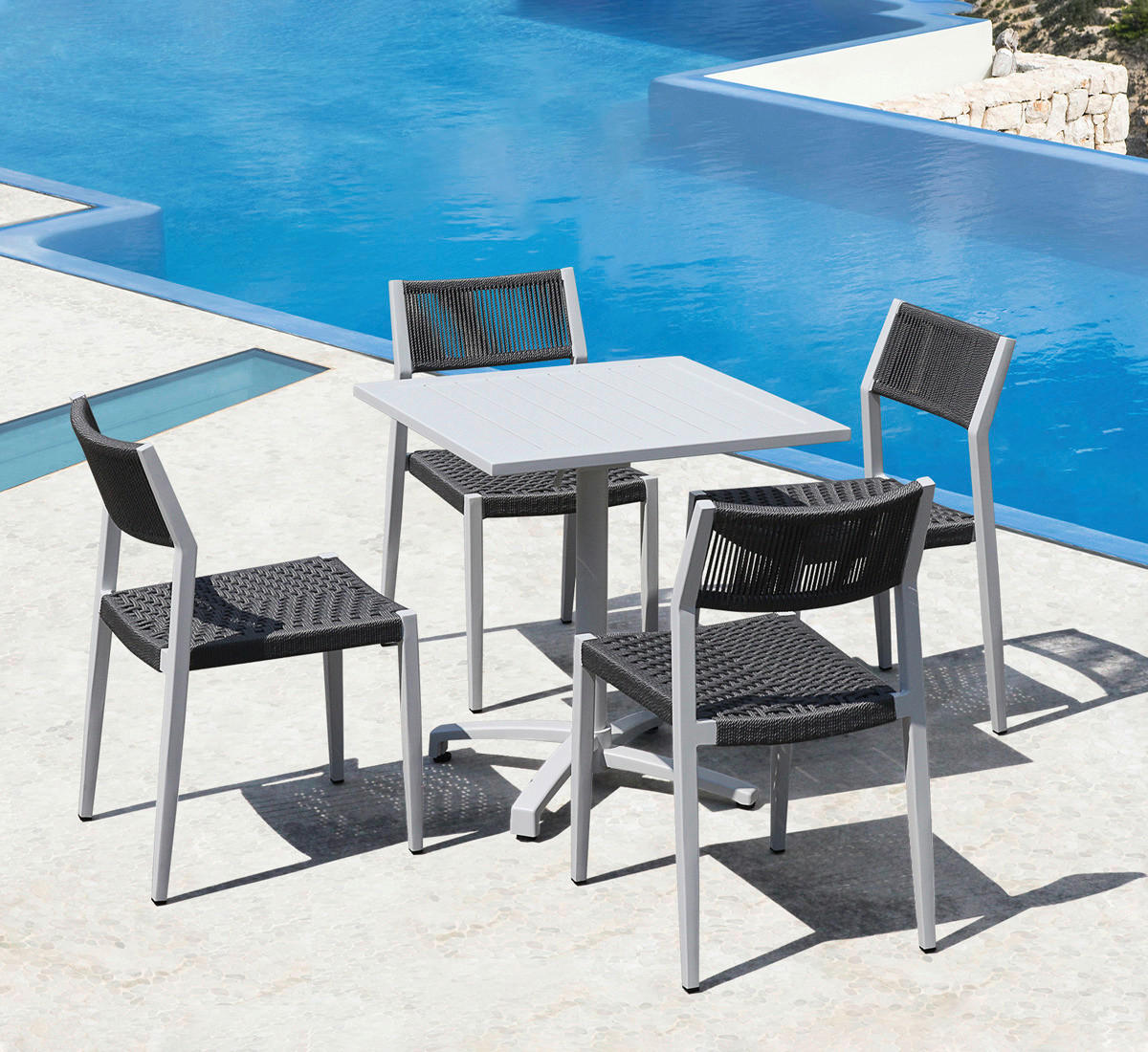 Grasekamp Klapptisch Sol weiß Aluminium B/H/L: ca. 70x76x70 cm Sol - weiß (70,00/70,00/76,00cm) - Grasekamp