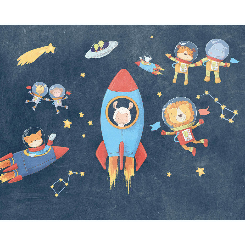Komar Fototapete Friends in Space, glatt, bedruckt, Comic, Retro, mehrfarbig, BxH: 350x280 cm, glatt, bedruckt