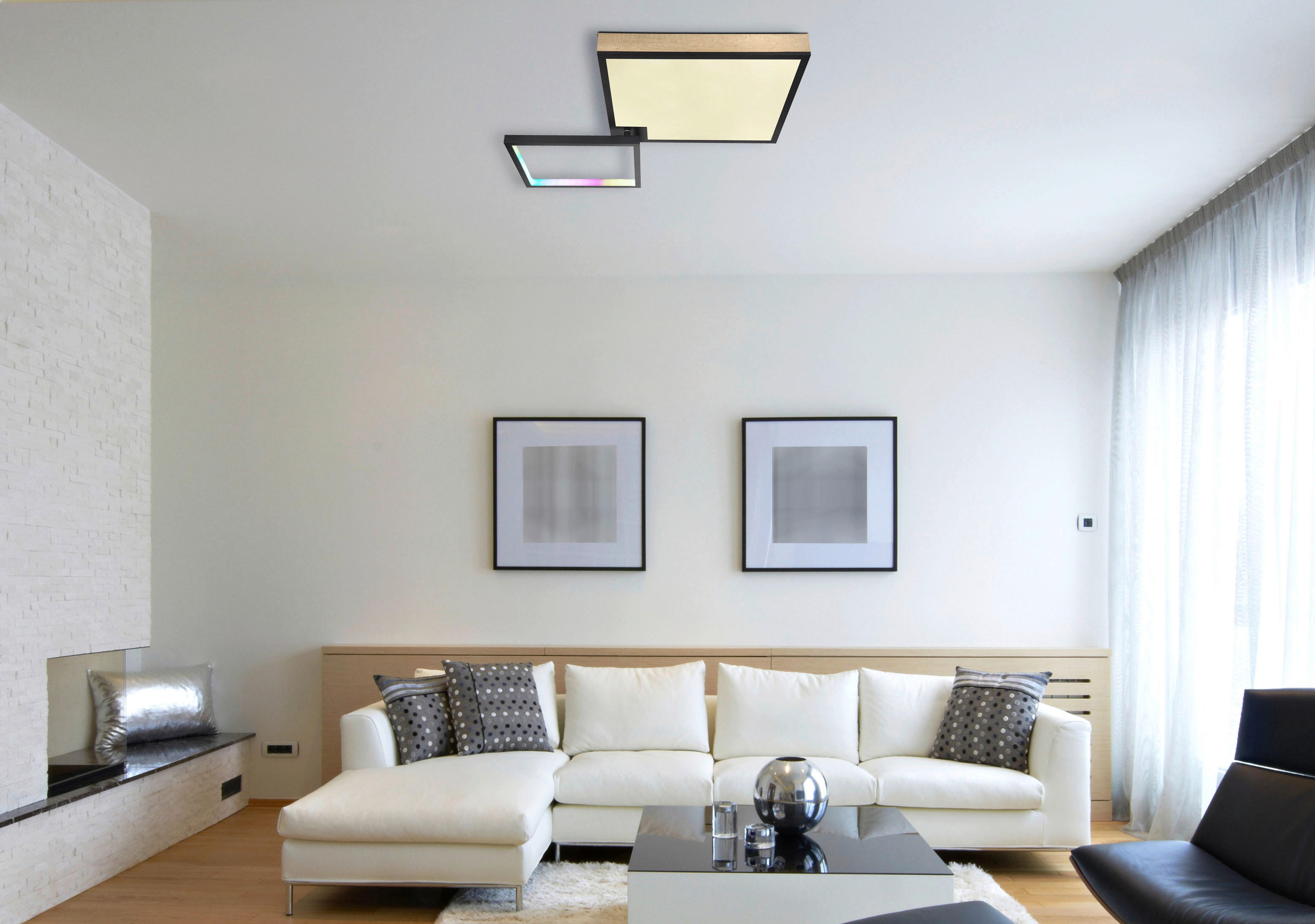 GLOBO LED-Deckenleuchte schwarz Opal Acryl Metall B/H/T: ca. 55x10x85,5 cm JACKY - schwarz/Opal (55,00/10,00/85,50cm) - GLOBO