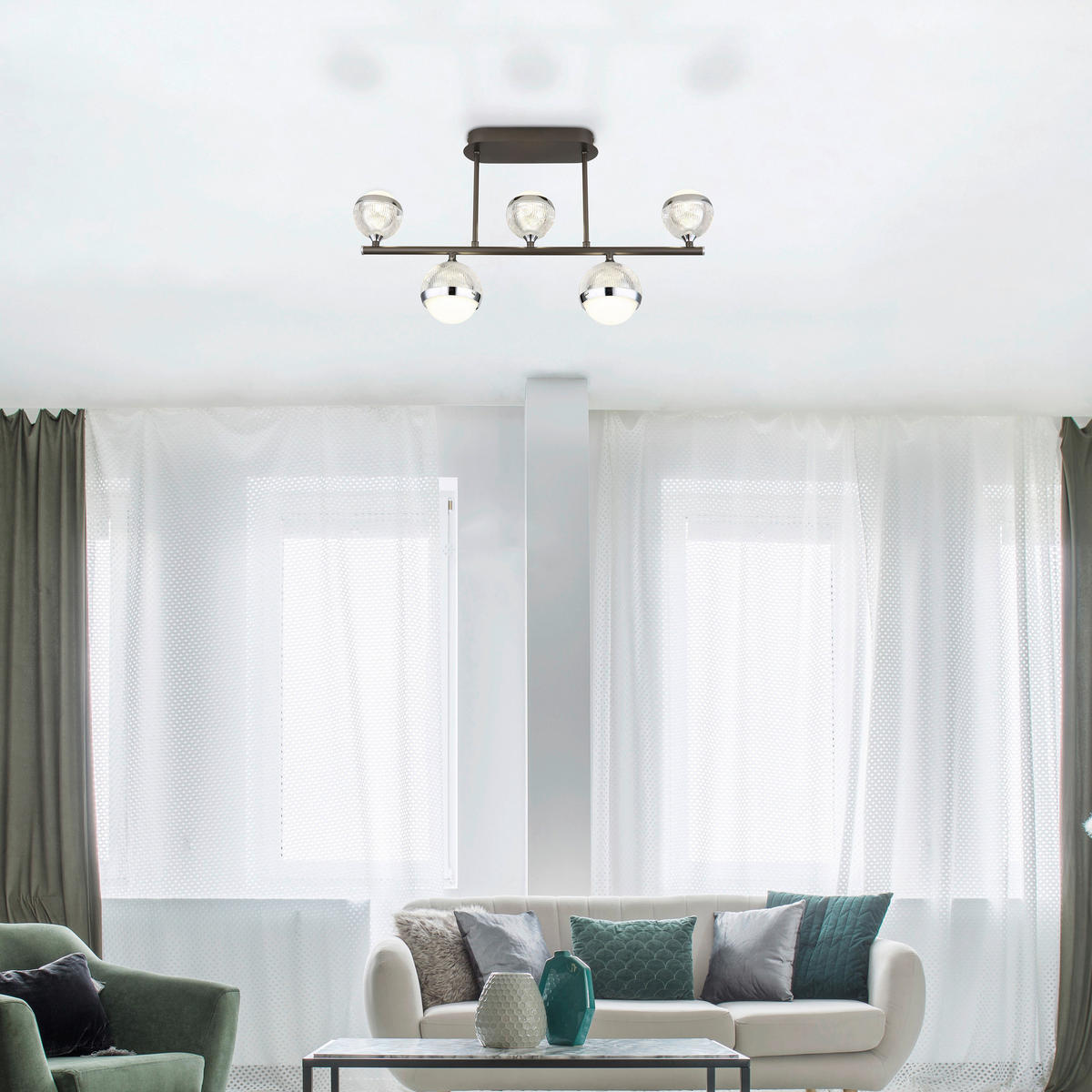 GLOBO LED-Deckenleuchte Chrom titanfarbig transparent Acryl Aluminium Metall B/H/T: ca. 11x37x65 cm UNTSY - titanfarbig/Chrom (11,00/37,00/65,00cm) - GLOBO