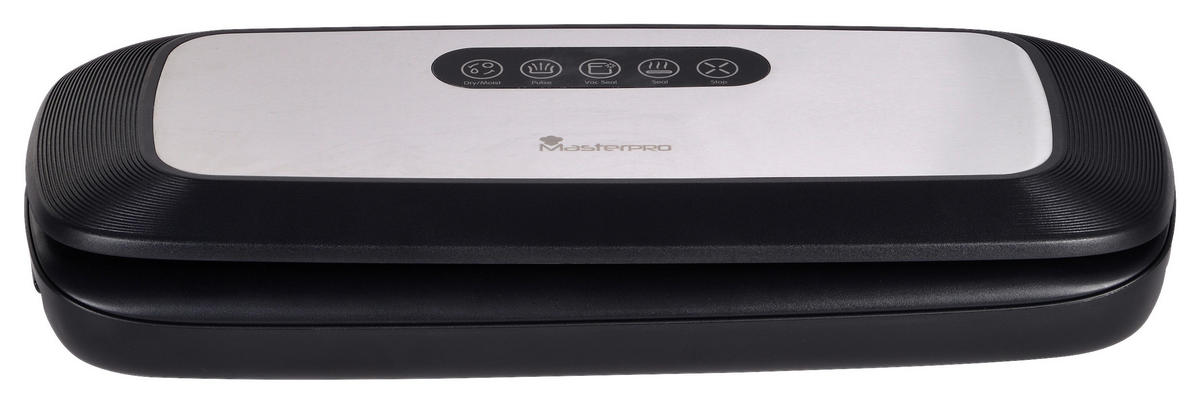 MASTERPRO Vakuumierer BGMP-9080 Foodies silber schwarz Kunststoff Edelstahl B/H/T: ca. 37x7x15 cm ca. 130 W Foodies BGMP-9080 - schwarz/silber (37,00/7,00/15,00cm) - MASTERPRO
