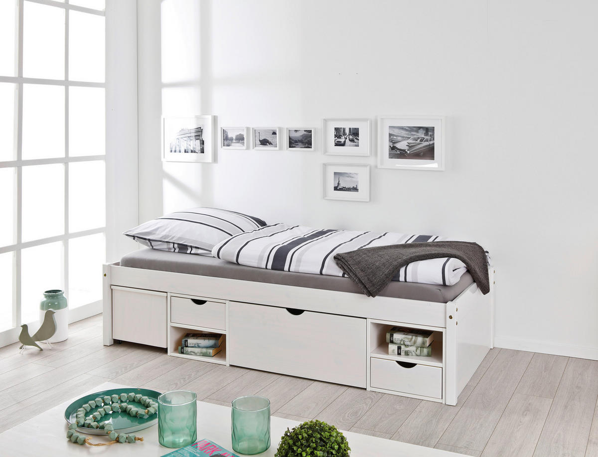 Funktionsbett Till weiß Liegefläche B/L: ca. 90x200 cm Till - weiß (96,00/48,00/209,00cm) - Inter Link