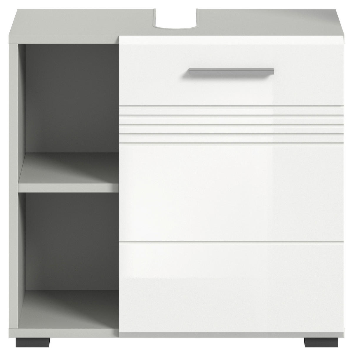 Waschbeckenunterschrank Copa hellgrau weiß Hochglanz B/H/T: ca. 60x56x32 cm Copa - hellgrau/weiß (60,00/56,00/32,00cm) - xonox.home
