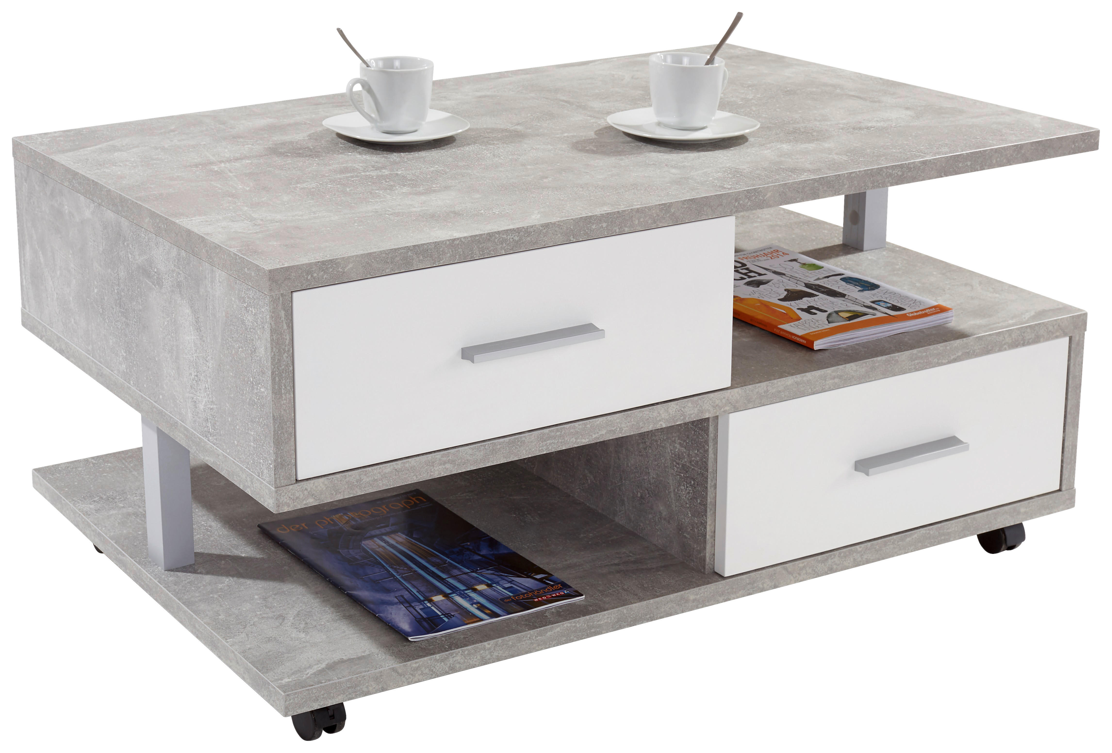 Couchtisch Quattro Beton Optik weiß Nachbildung B/H/T: ca. 105x45x60 cm günstig online kaufen