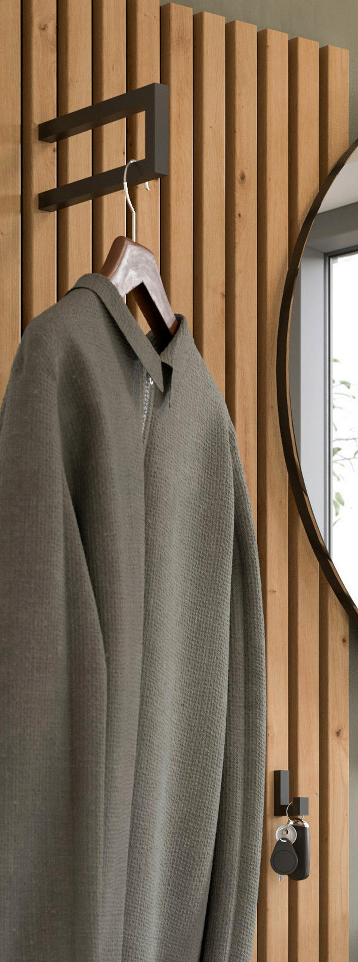 Garderobe Delton Basalt Eiche Artisan Nachbildung B/H/T: ca. 96x192x37 cm Delton - Eiche/Basalt (96,00/192,00/37,00cm) - xonox.home