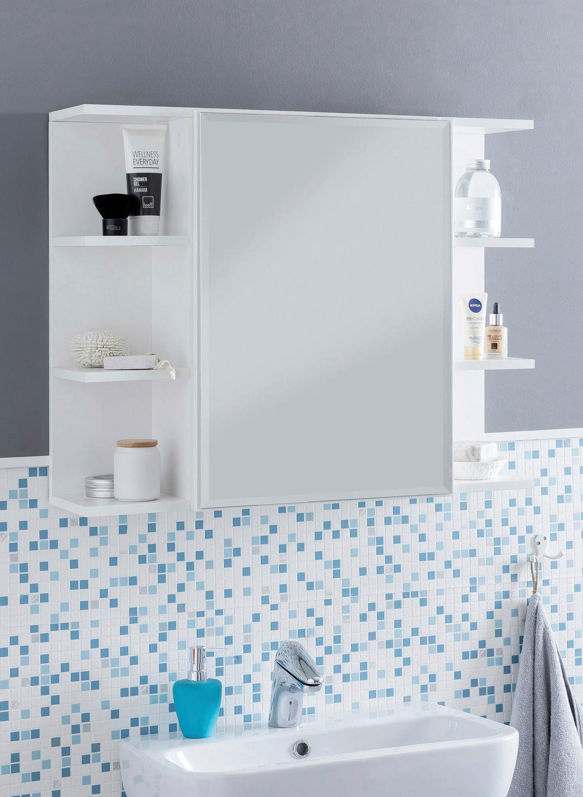 Hängeschrank weiß Spanplatte B/H/T: ca. 80x64x20 cm Hängeschrank - weiß (80,00/64,00/20,00cm) - Wohnling