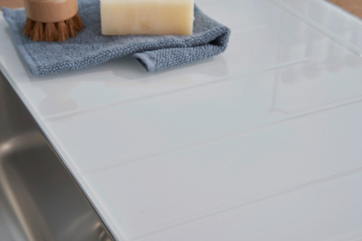 Respekta Einbauspüle New York 100 x 50 W weiß Glas Edelstahl B/H/T: ca. 100x21x50 cm New York 100 x 50 W - weiß (100,00/21,00/50,00cm) - Respekta