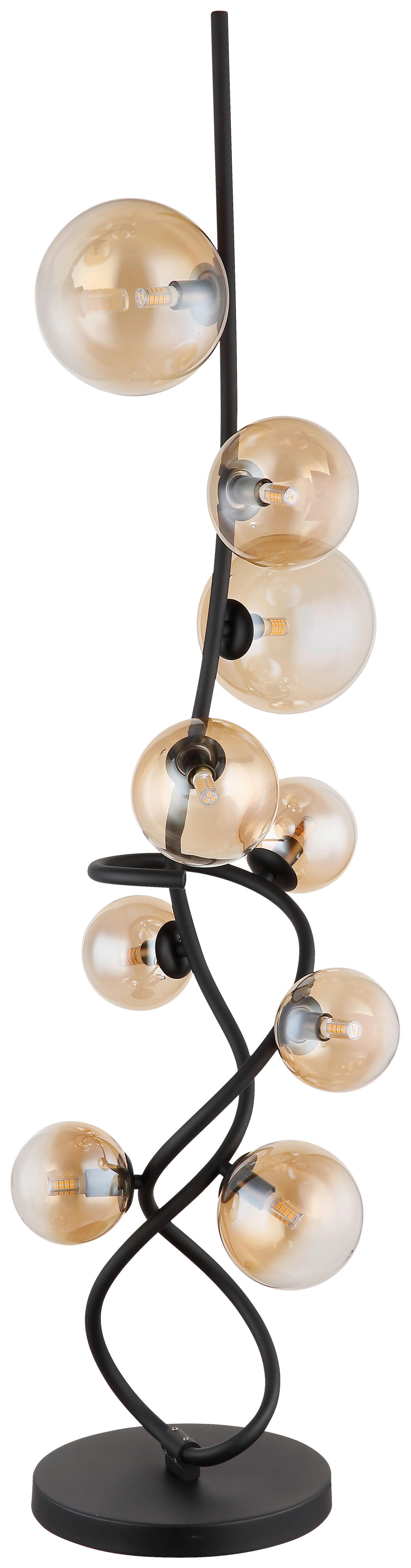 GLOBO LED-Stehleuchte 10676 amber mattschwarz Metall Glas H/D: ca. 122x33 cm 9 Brennstellen TUBERIUS - mattschwarz/amber (33,00/122,00cm) - GLOBO