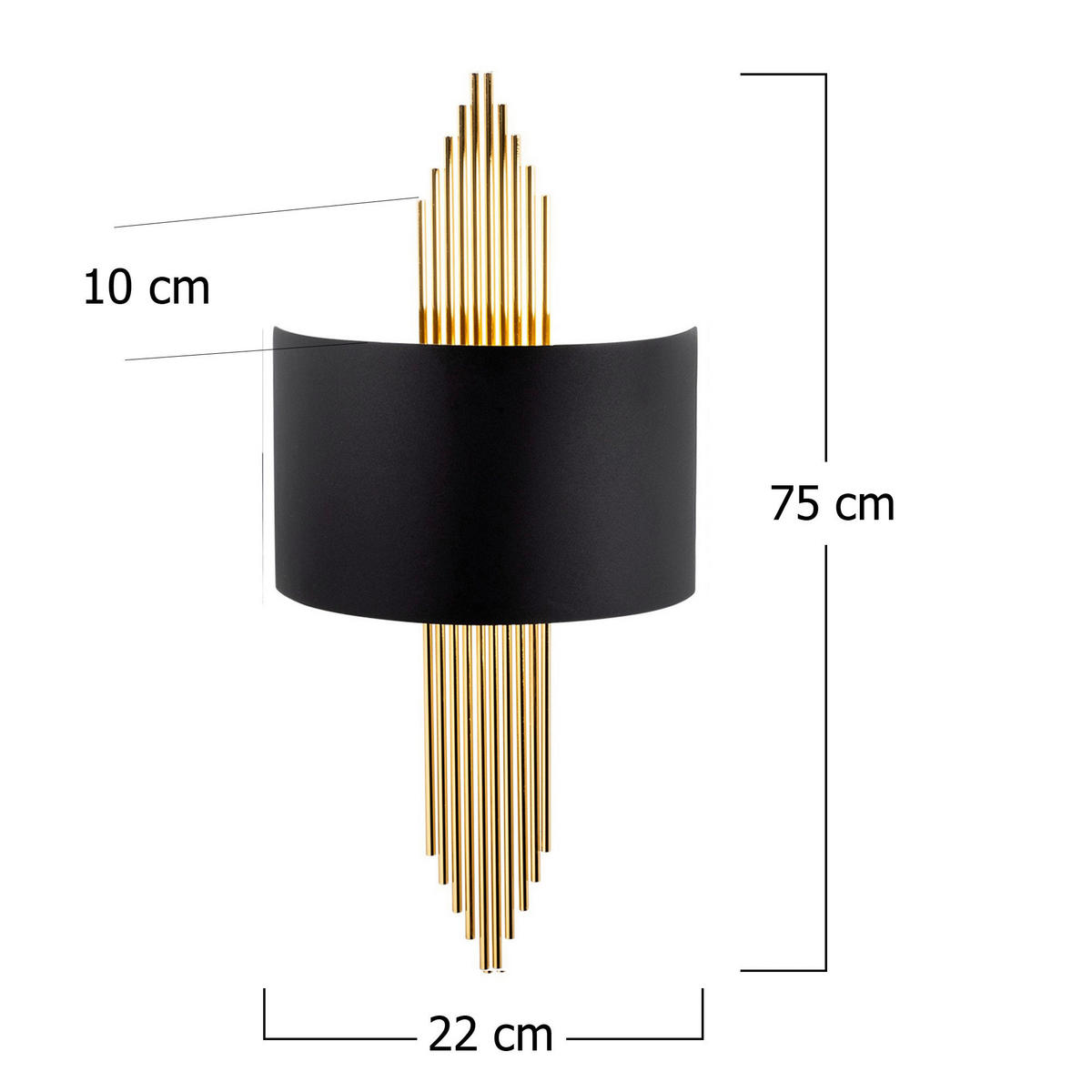 Opviq Wandleuchte Ringel gold schwarz Metall B/H/T/L: ca. 10x22x10x75 cm E27 1 Brennstellen Ringel - gold/schwarz (75,00/10,00/22,00cm) - Opviq