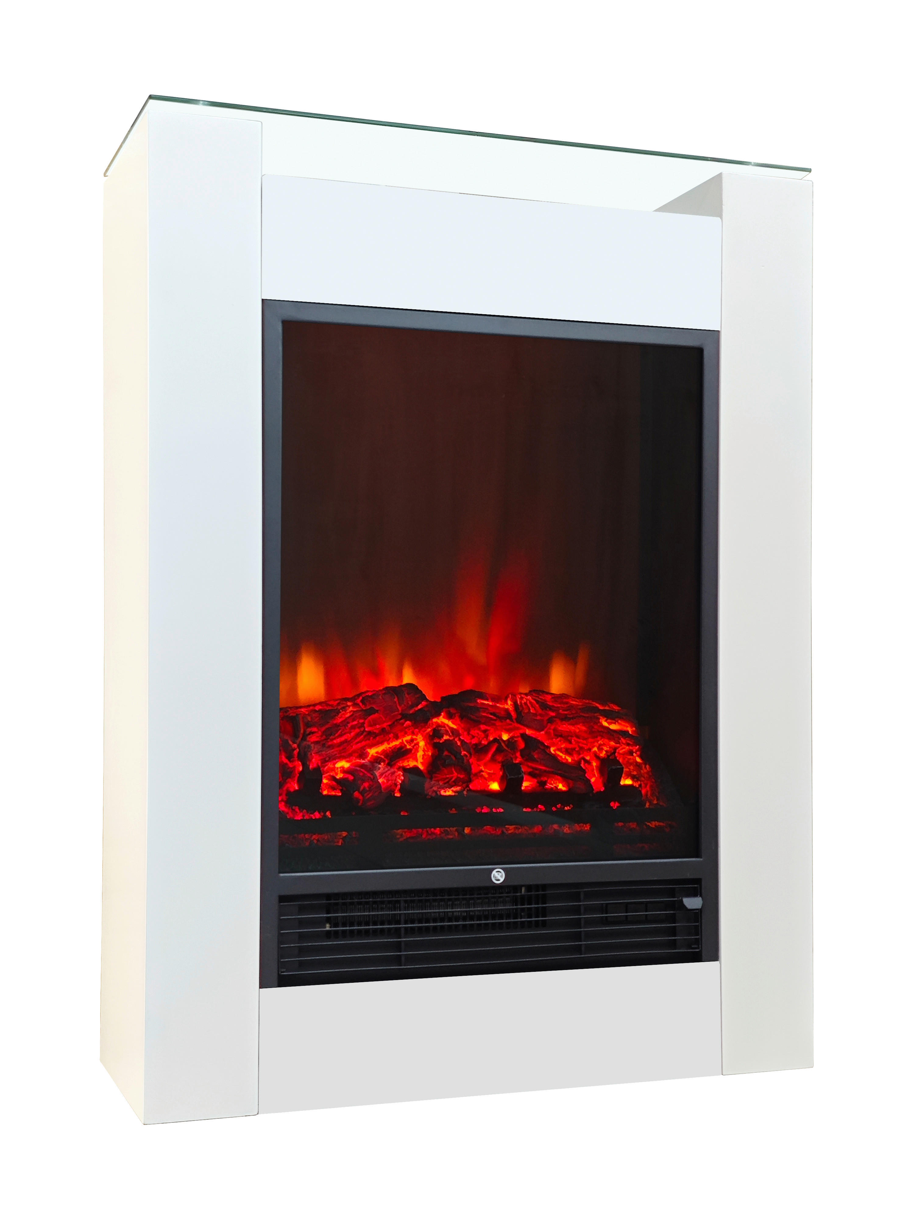 BHP Elektrischer-Kamin weiß Glas Metall B/H/L: ca. 24x78,3x58,4 cm ca. 1500 W Elektrischer_Kamin_Genf - weiß (58,40/24,00/78,30cm) - BHP