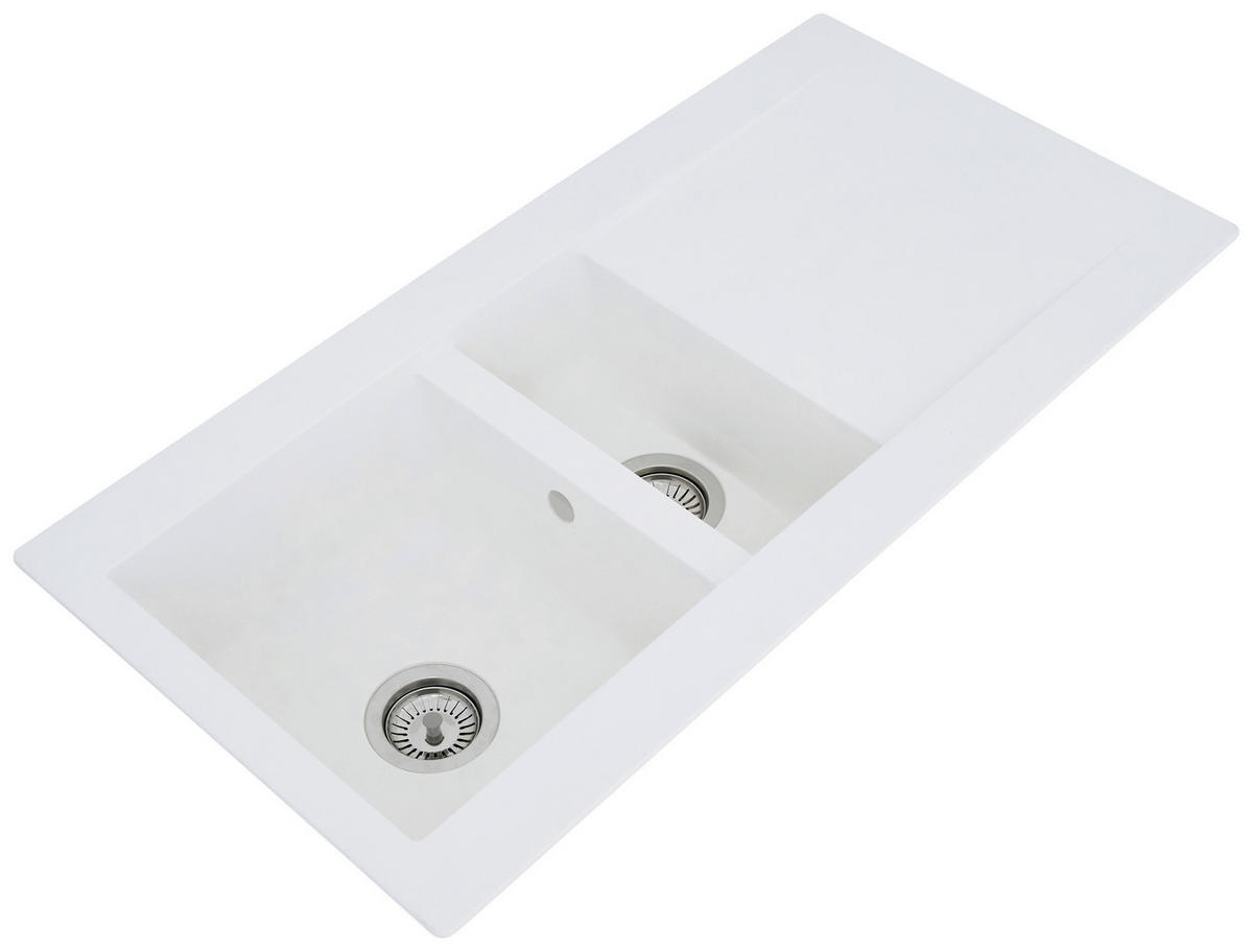 Respekta Einbauspüle Denver 1,5  100 x 50 W weiß Mineralite B/H/T: ca. 100x20x50 cm Denver 1,5  100 x 50 W - weiß (100,00/20,00/50,00cm) - Respekta