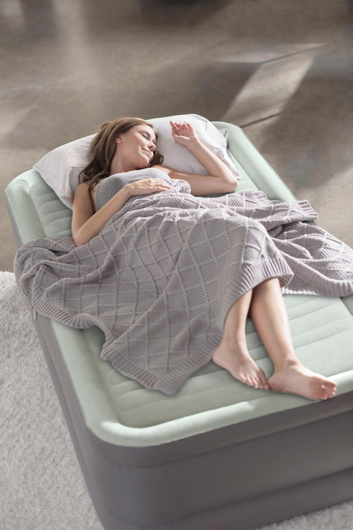 Intex Luftbett hellgrau B/H/L: ca. 99x46x191 cm PremAire Elevated Twin - hellgrau/anthrazit (191,00/99,00/46,00cm) - Intex