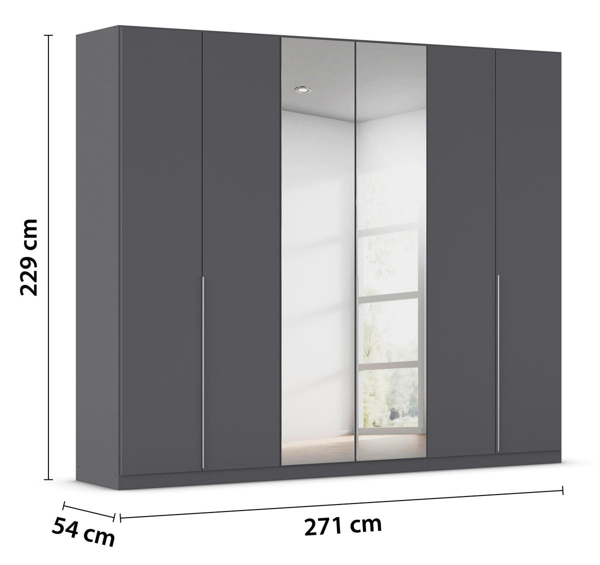 Kleiderschrank Alabama grau B/H/T: ca. 271x229x54 cm Alabama - Alu/grau (271,00/229,00/54,00cm)