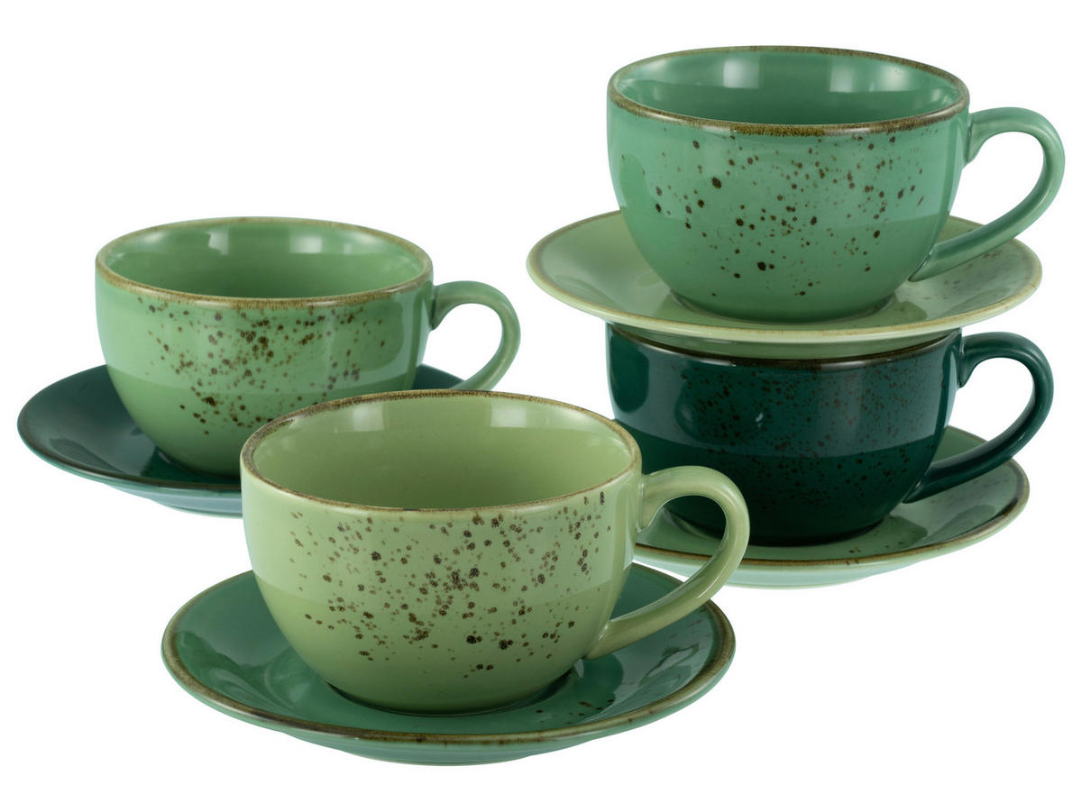 CreaTable Cappuccino-Set Nature Collection Green Life grün Steinzeug Nature Collection Green Life - grün - CreaTable