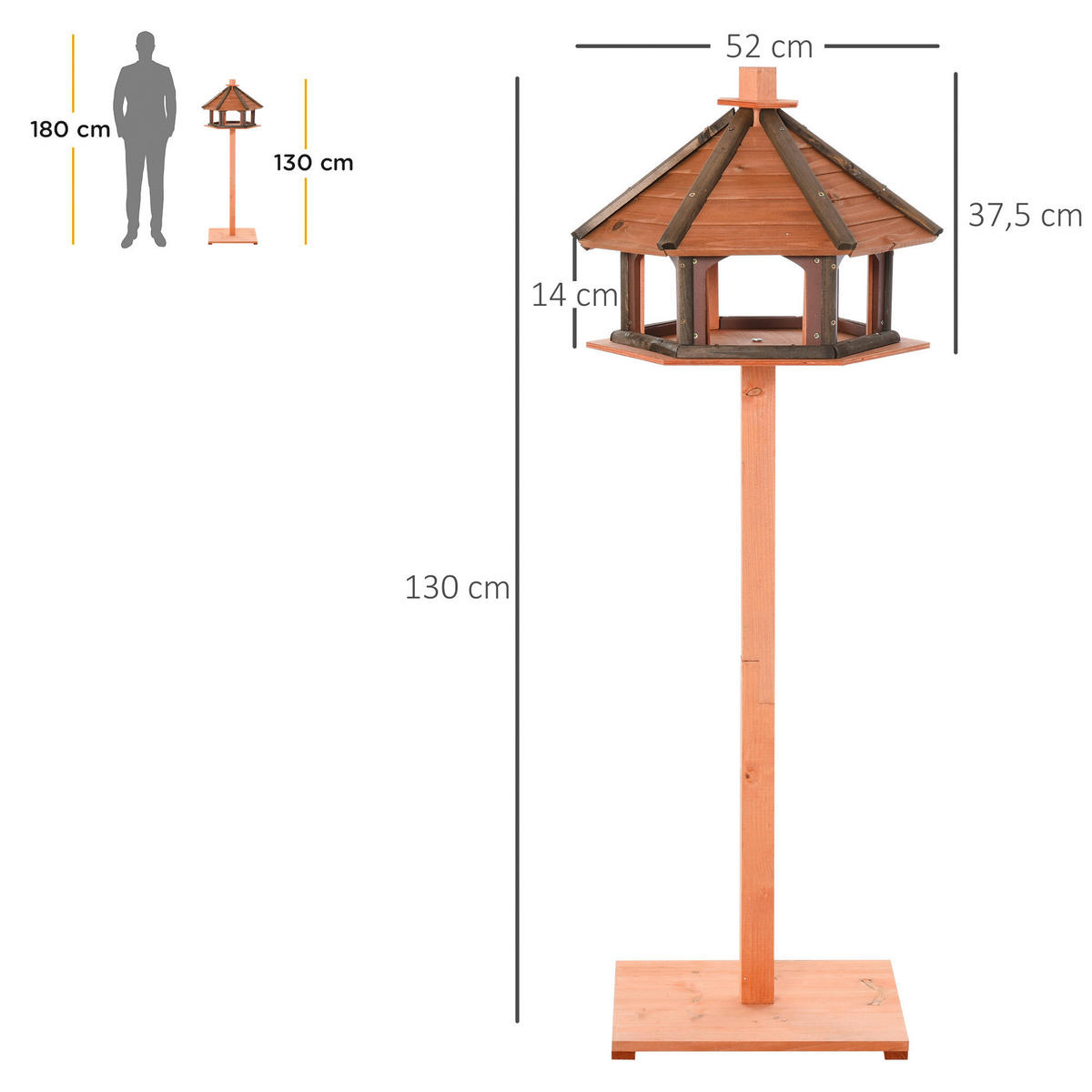 PawHut Vogelhaus natur Holz B/H/L: ca. 52x130x52 cm Vogelhaus - natur (52,00/52,00/130,00cm) - PawHut