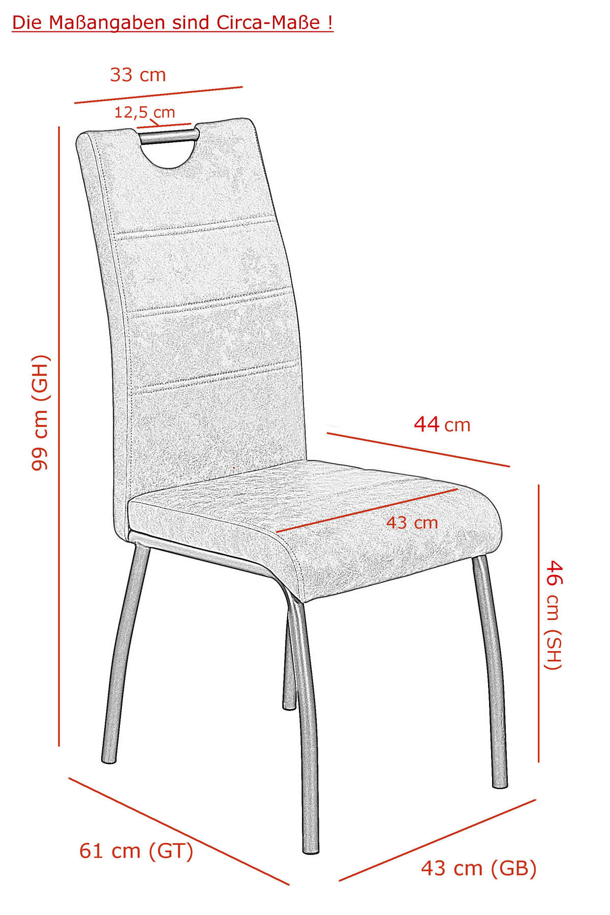 Stuhl Petra anthrazit Microfaser B/H/T: ca. 43x99x61 cm Petra - schwarz/anthrazit (43,00/99,00/61,00cm)