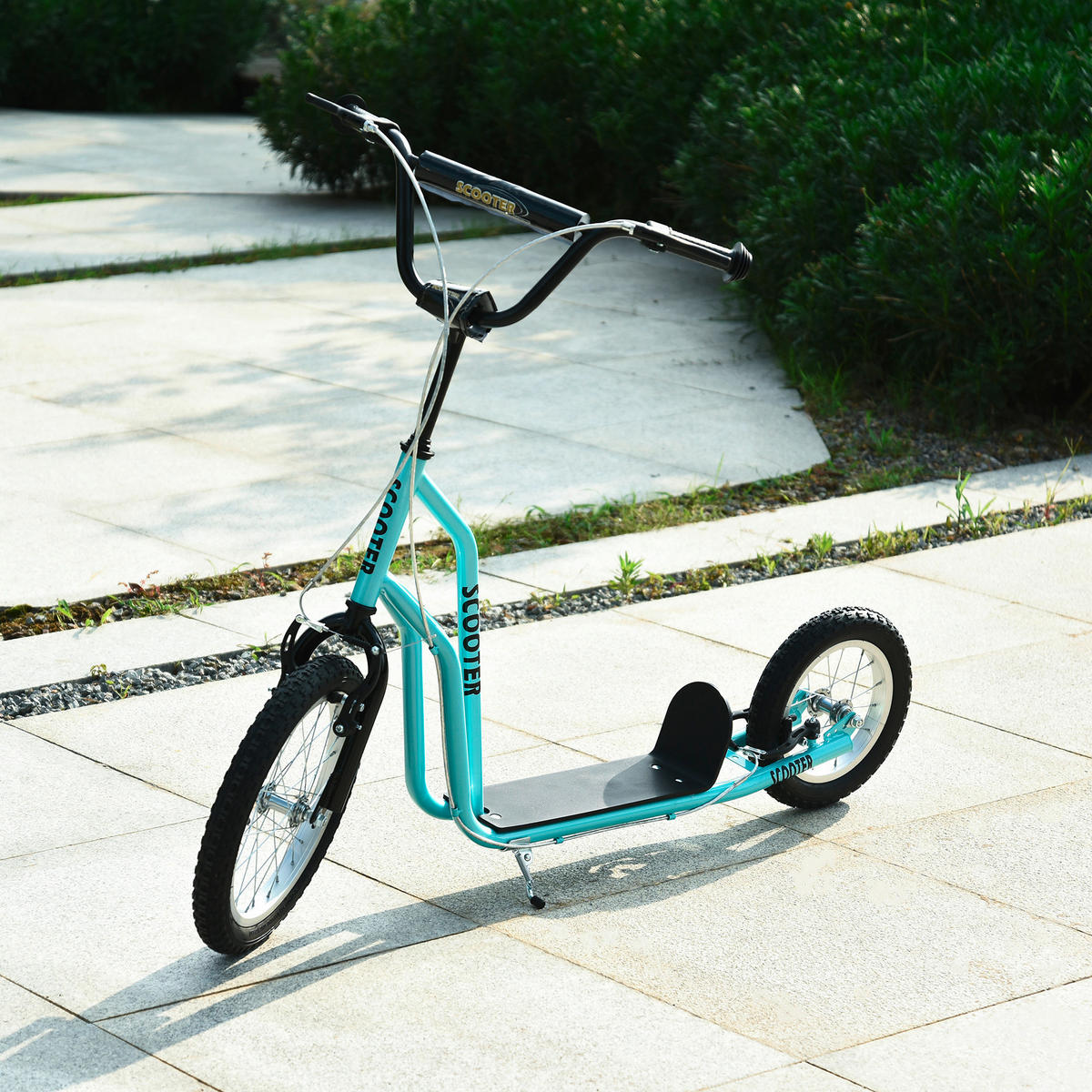 HOMCOM Kinderroller hellblau B/H/L: ca. 58x94x135 cm Kinderroller_mit_Handbremse - hellblau (135,00/58,00/94,00cm) - HOMCOM
