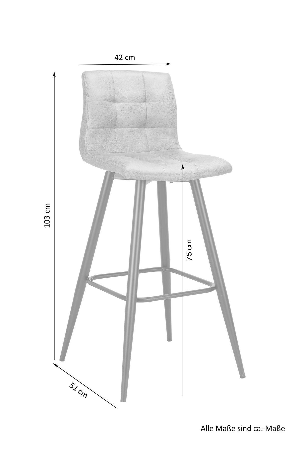Barhocker SIMONE  2er-Set anthrazit schwarz Webstoff Metall B/H/T: ca. 42x103x51 cm SIMONE  2er-Set - schwarz/anthrazit (42,00/103,00/51,00cm) - byLIVING