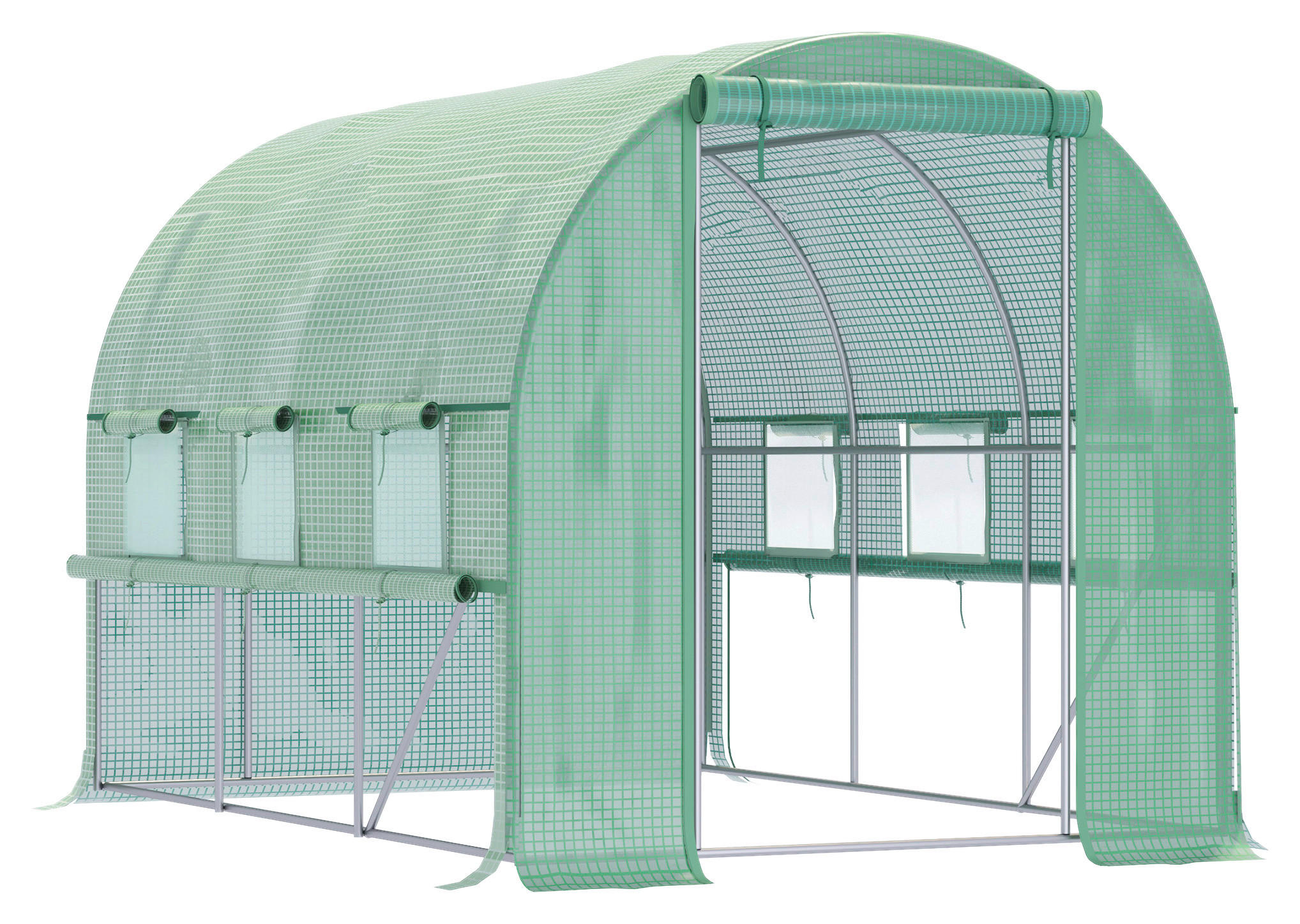 Outsunny Gewächshaus B/H/L: ca. 200x200x295 cm Gewächshaus - grün (295,00/200,00/200,00cm) - Outsunny