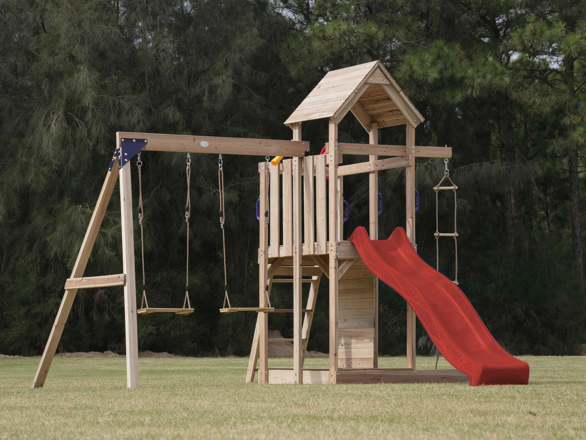 AXI Spielturm Moos braun B/H/L: ca. 342x267x375 cm Moos - braun/rot (375,00/342,00/267,00cm) - AXI