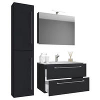 Waschplatz 4tlg-Badinos schwarz B/H/T: ca. 61x52x46,4 cm 4tlg-Badinos - schwarz (61,00/52,00/46,40cm) - VCM Möbel