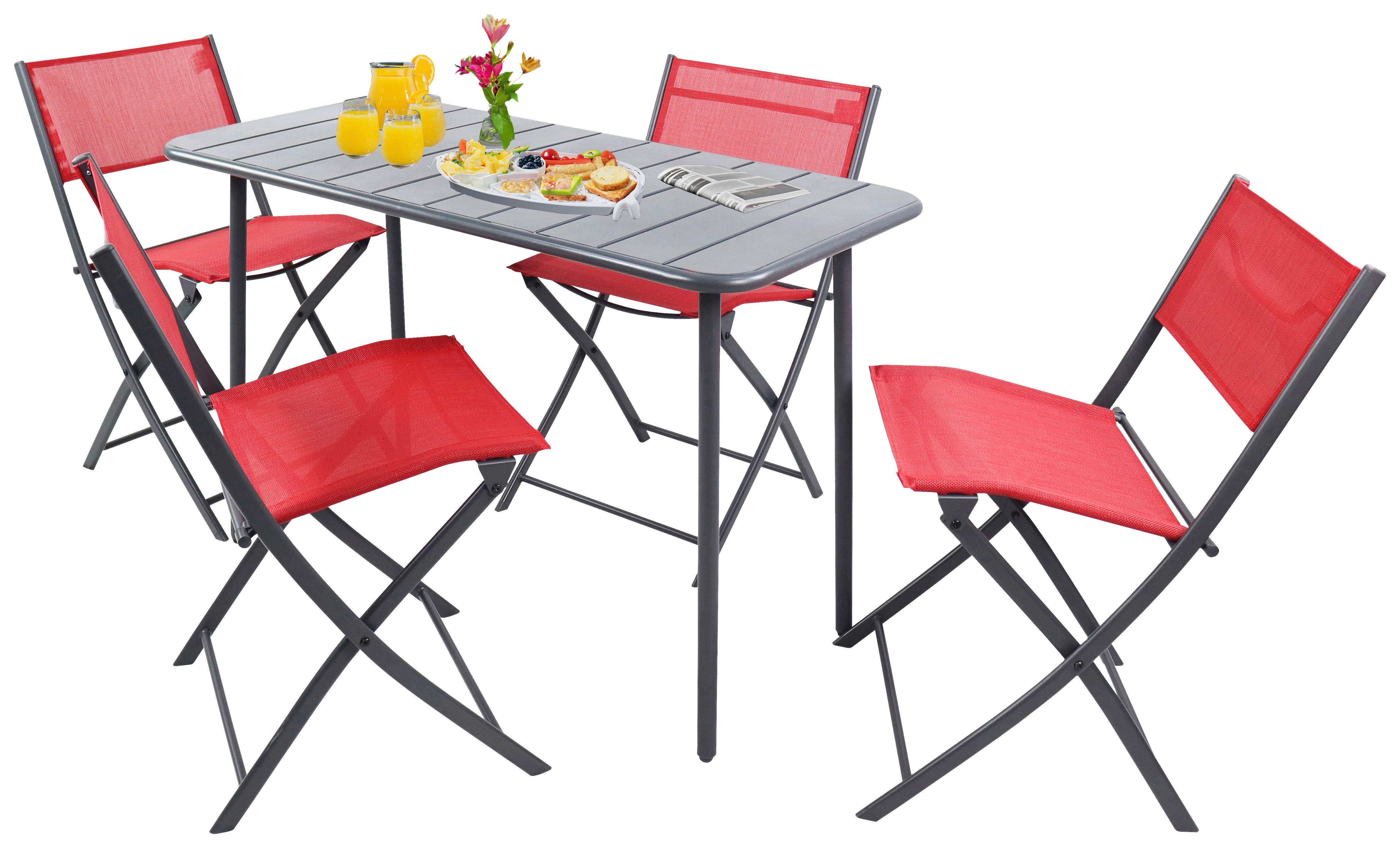 VCM Gartensitzgruppe Sumila rot Stahl B/H/L: ca. 45x79x46 cm Sumila - rot (46,00/45,00/79,00cm) - VCM