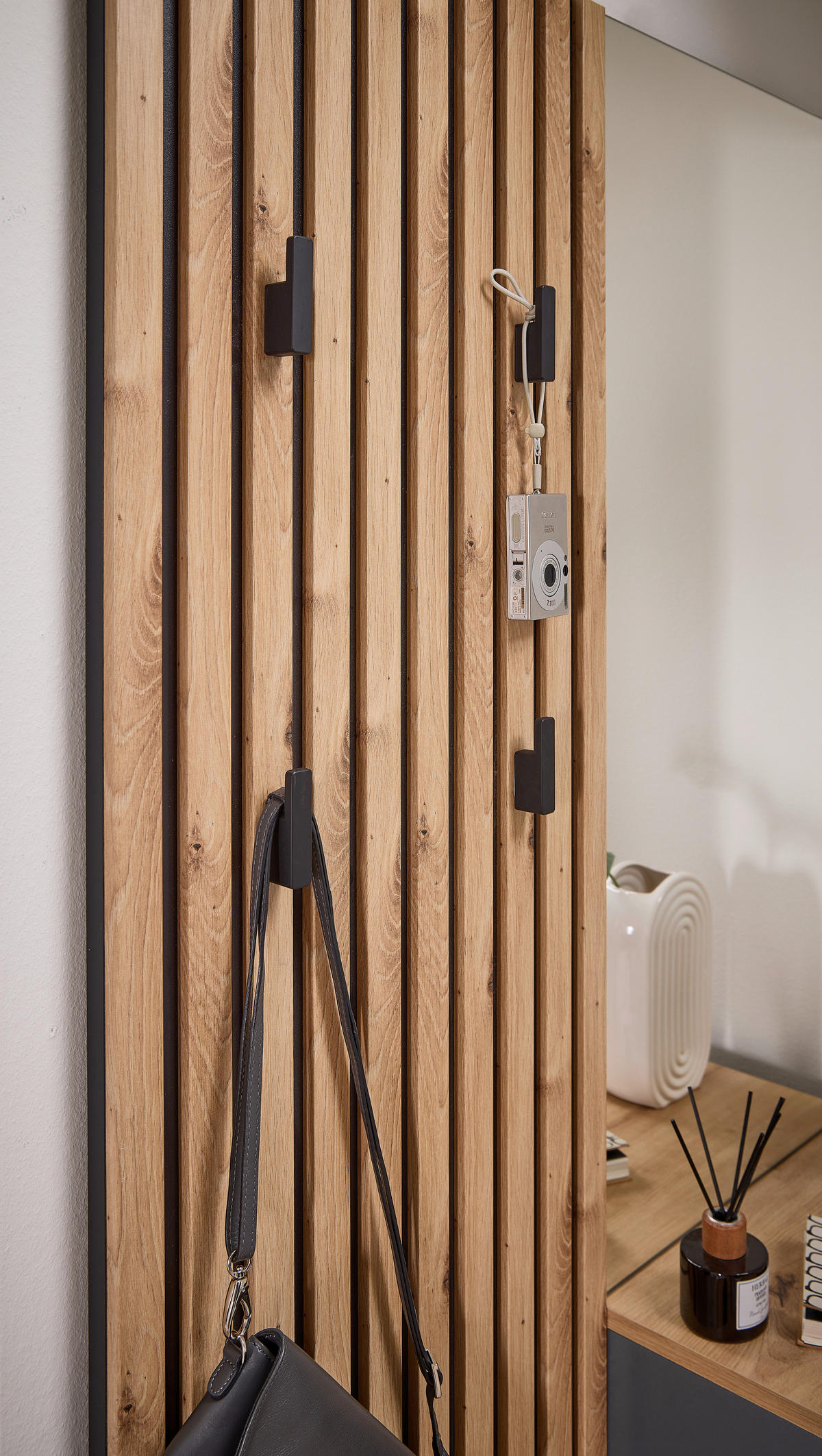 Garderobe Simple anthrazit Eiche Artisan Nachbildung B/H/T: ca. 88x195x35 cm Simple - Eiche/anthrazit (88,00/195,00/35,00cm)