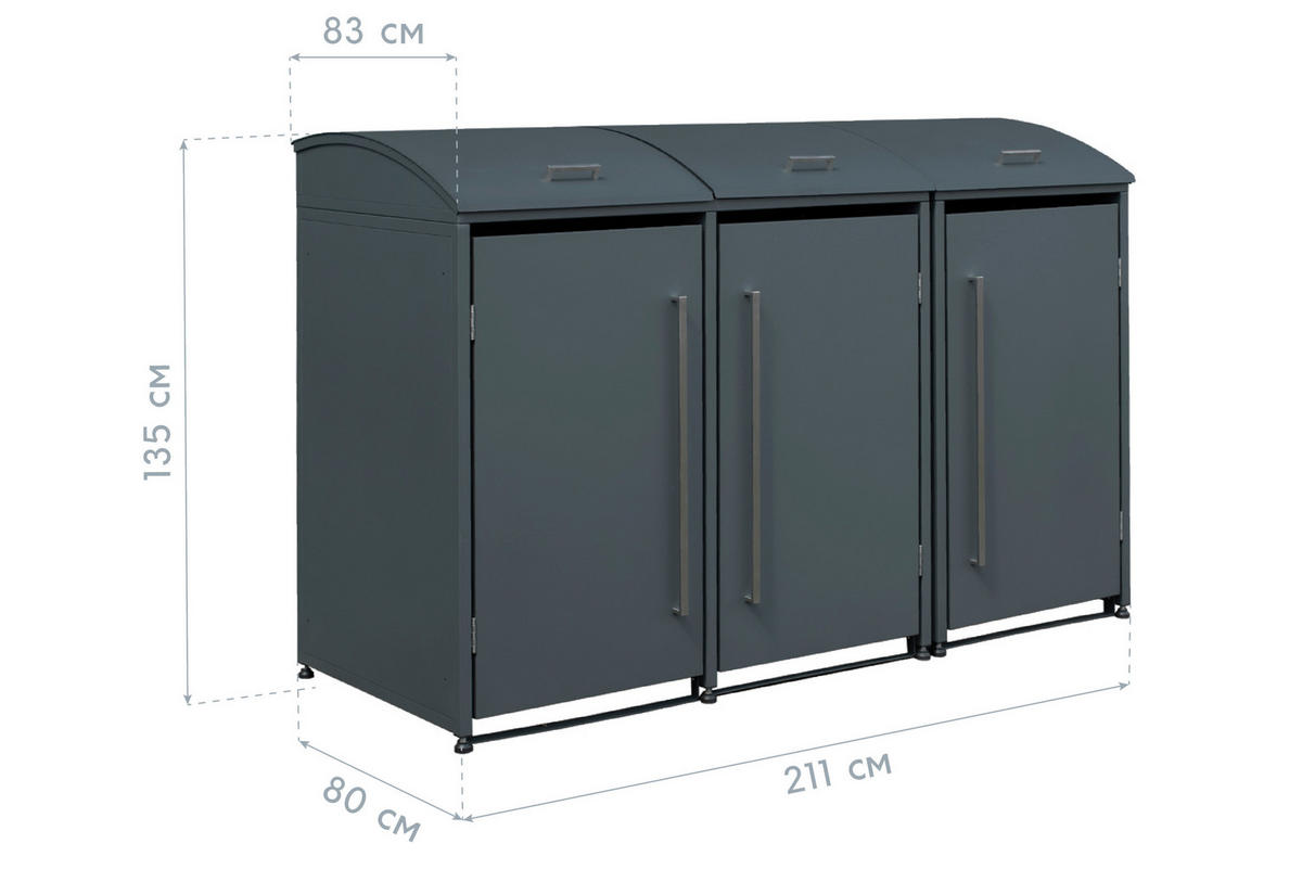Westmann Mülltonnenbox Moderna anthrazit B/H/L: ca. 211x135x83 cm Moderna - anthrazit (83,00/211,00/135,00cm) - Westmann
