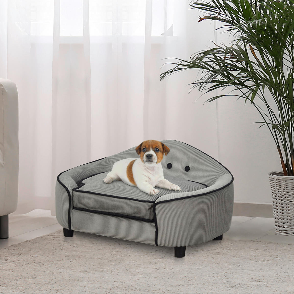 PawHut Hundesofa grau Holz B/H/T: ca. 67x36x45 cm Hundesofa - grau (67,00/36,00/45,00cm) - PawHut