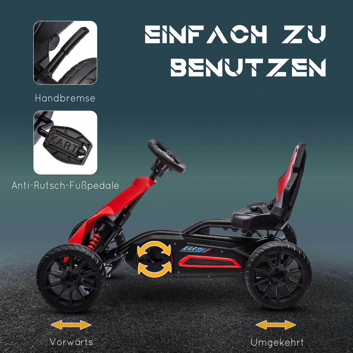 HOMCOM Go Kart rot B/H/L: ca. 58x58,5x100 cm Go Kart - rot (100,00/58,00/58,50cm) - HOMCOM