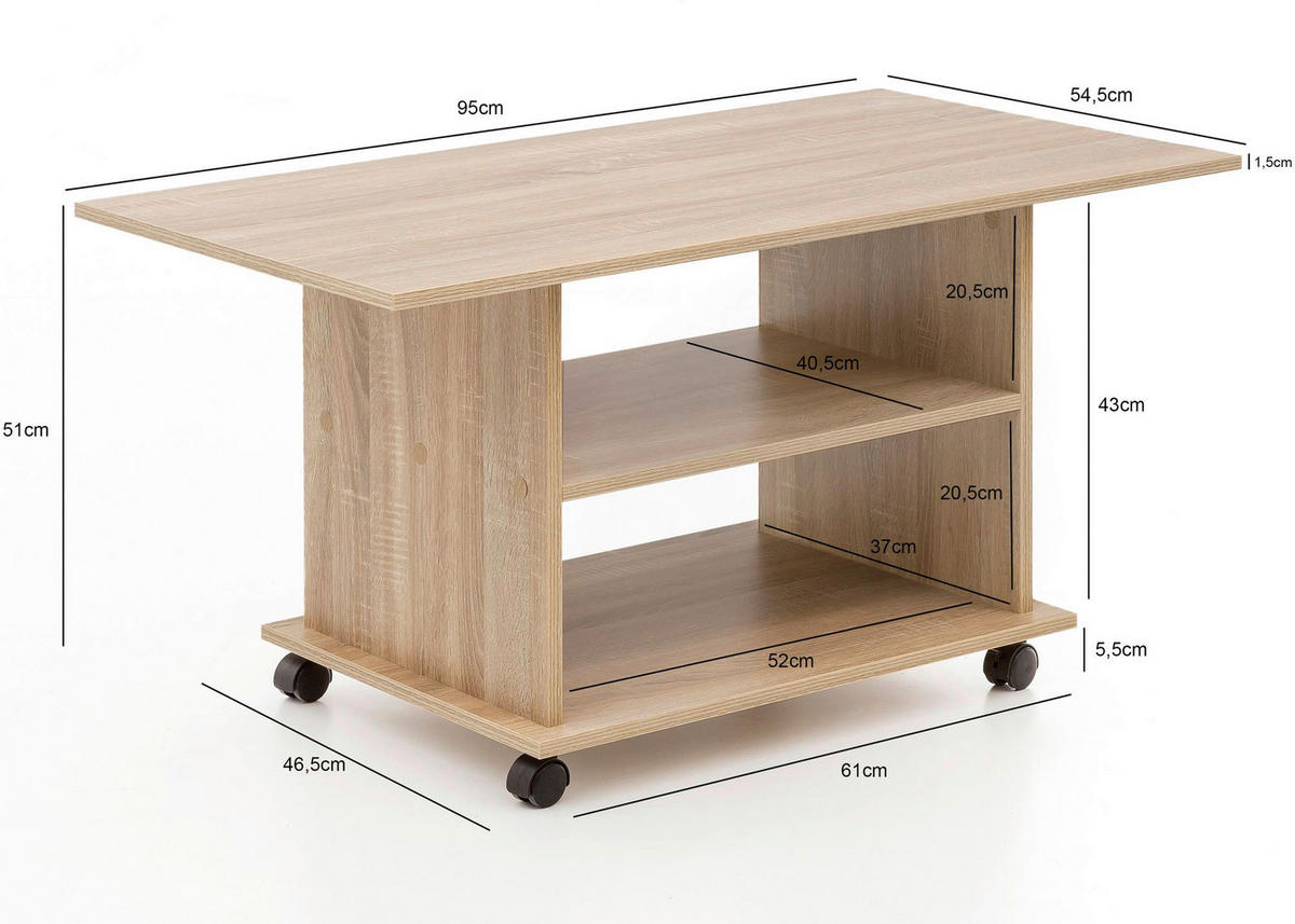 Couchtisch braun B/H/T: ca. 95x51x54 cm Couchtisch - braun (95,00/51,00/54,00cm) - Wohnling