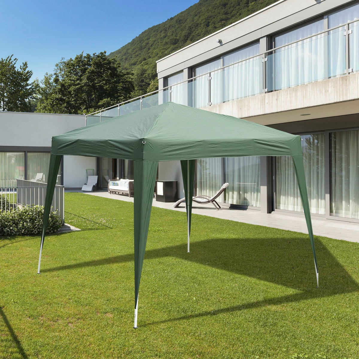 Outsunny Pavillon grün Stahl B/H/L: ca. 240x250x240 cm Pavillon - grün (240,00/240,00/250,00cm) - Outsunny