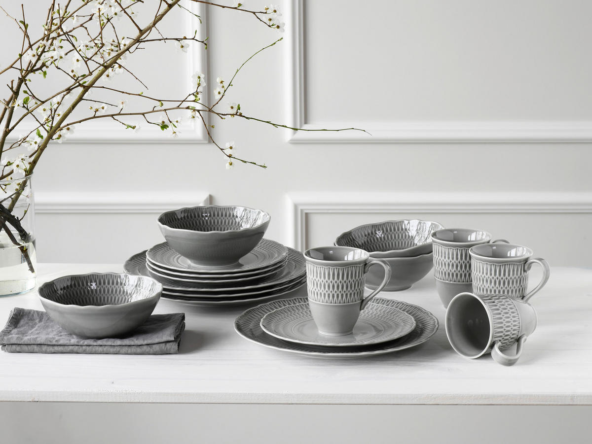 CreaTable Kombiservice Sofia grau Porzellan 16 tlg. Sofia - grau - CreaTable