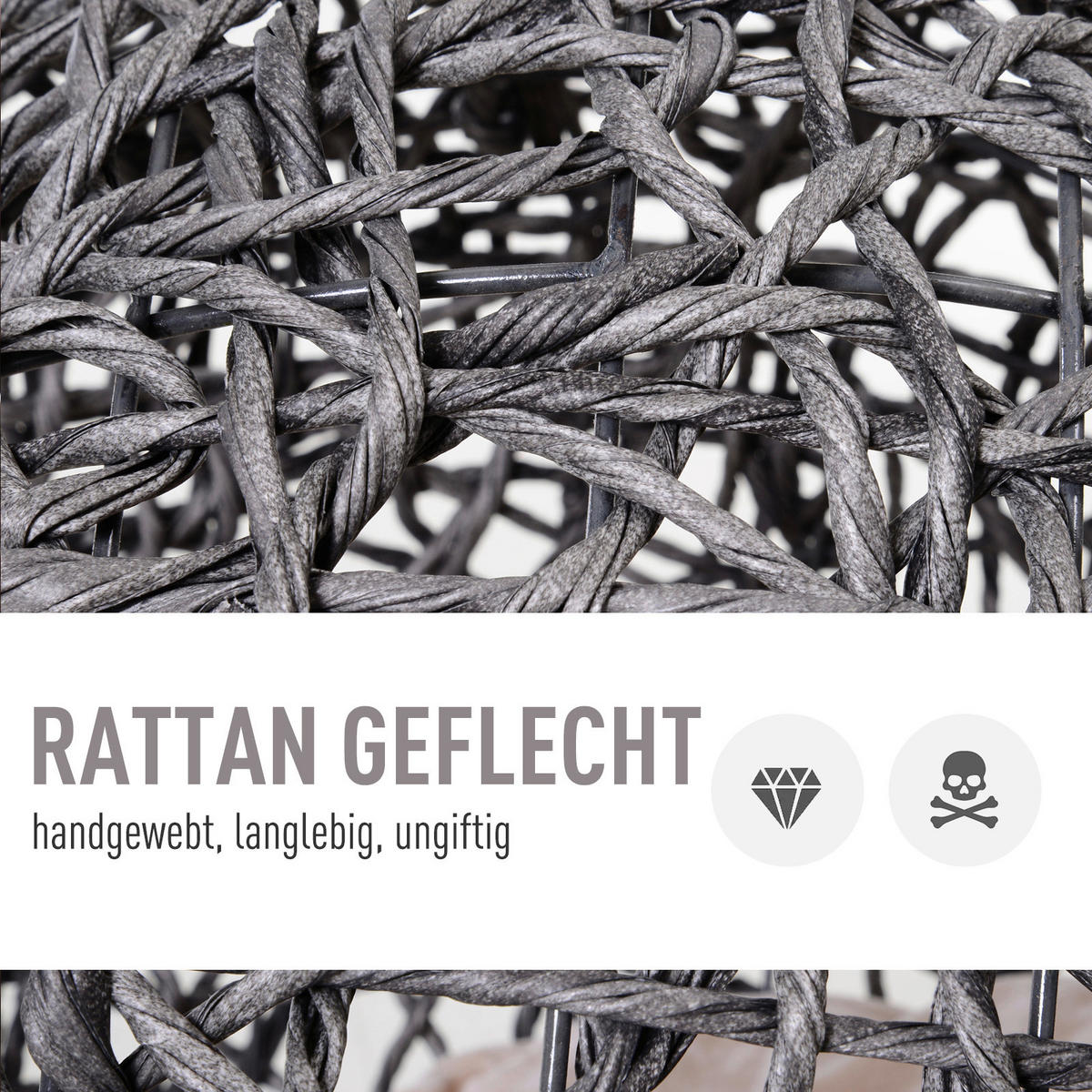 PawHut Katzenkorb Silbergrau Rattan B/H/L: ca. 52x58x52 cm Katzenkorb - Silbergrau (52,00/52,00/58,00cm) - PawHut