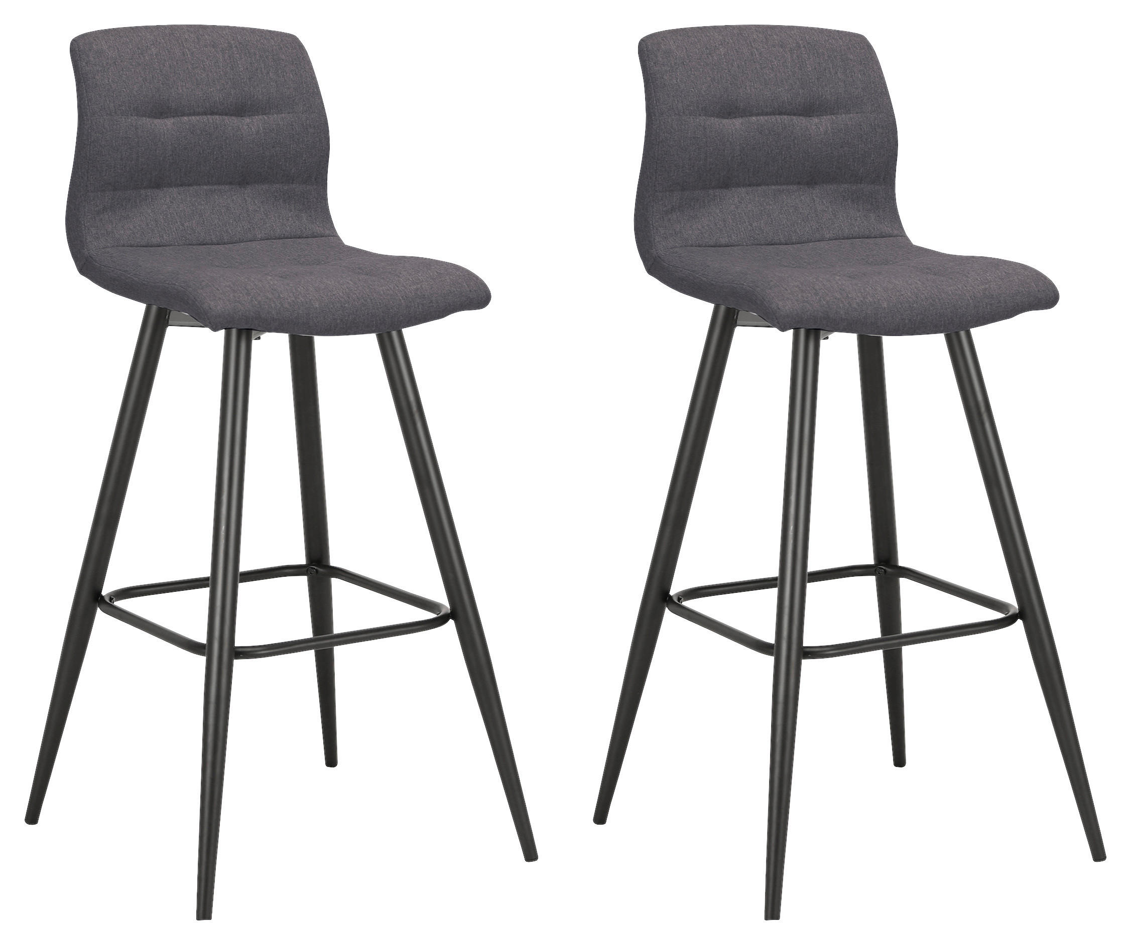 Barhocker SIMONE  2er-Set anthrazit schwarz Webstoff Metall B/H/T: ca. 42x103x51 cm SIMONE  2er-Set - schwarz/anthrazit (42,00/103,00/51,00cm) - byLIVING