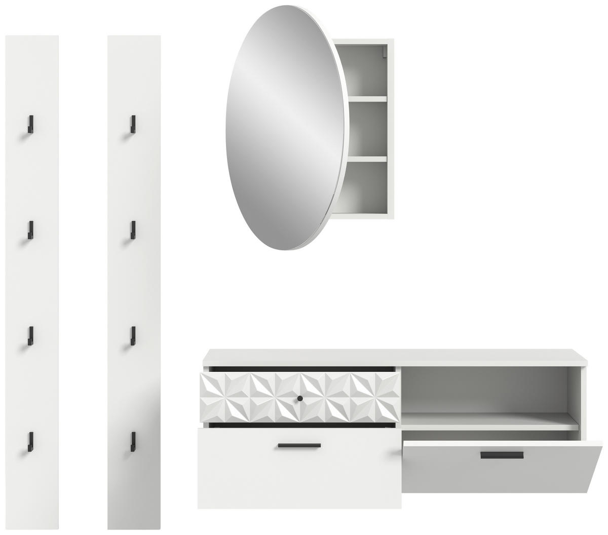 Garderobe Prisma weiß weiß Hochglanz B/H/T: ca. 172x192x34 cm Prisma - weiß (172,00/192,00/34,00cm) - xonox.home