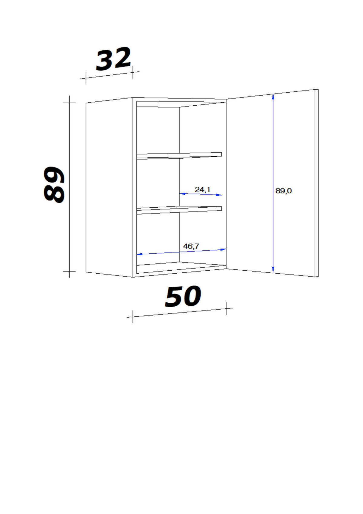 Hängeschrank Valero weiß Hochglanz B/H/T: ca. 50x89x32 cm Valero - Eiche/weiß (50,00/89,00/32,00cm) - Flex-Well