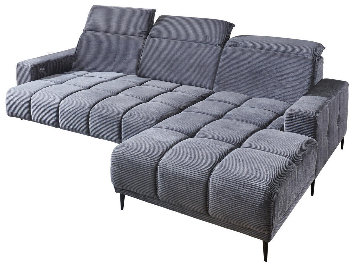 Ecksofa Livorno dunkelgrau Microfaser B/H/T: ca. 286x107x115 cm Livorno - schwarz/dunkelgrau (286,00/107,00/115,00cm)