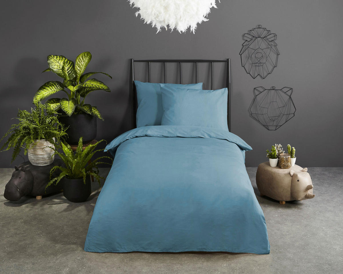 Baumwoll Bettwäsche Bettwäsche-Baumwolle - blau (100,00/135,00cm) - Good Morning