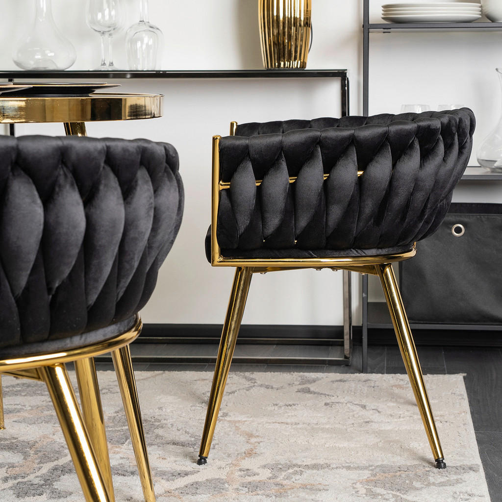 Thumbnail - Stuhl CAPRI schwarz Velourstoff